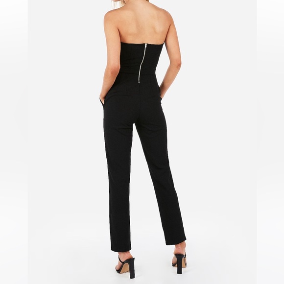 Express Black Strapless Sweetheart Neck Jumpsuit - Picture 1 of 12